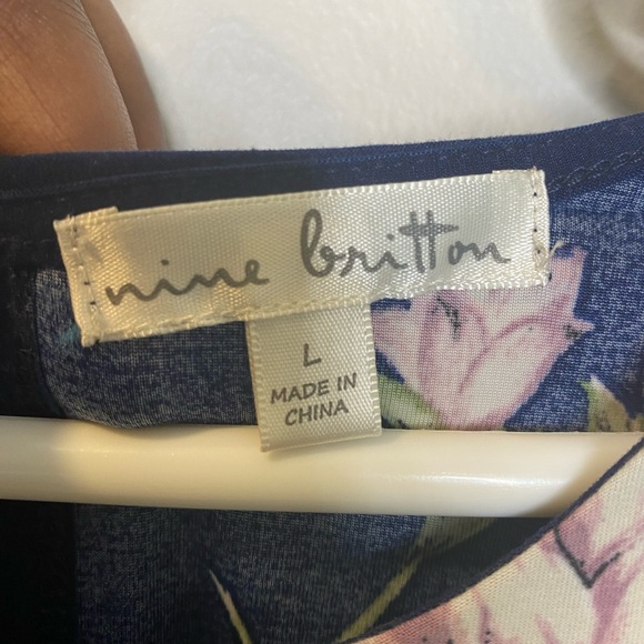 Nine Britton stitch fix Mona knit wide legs women’s navy floral size L jumpsuit - Picture 4 of 5